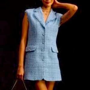 Maeve Blue Tweed Mini Dress